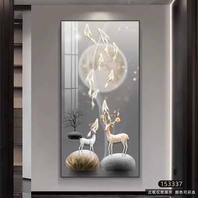 入户玄关装饰画进门走廊过道墙面挂画现代简约发光晶瓷壁画带灯