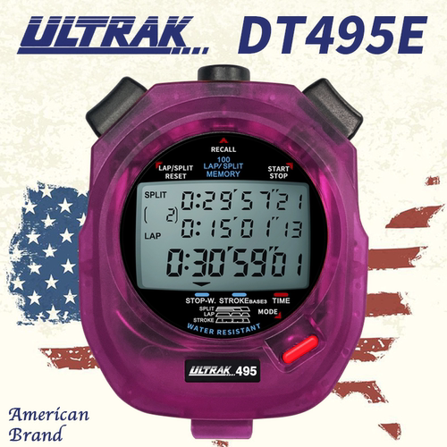 电子秒表DT495D定尔志ULTRAK奥赛克100道3行计时器田径训练透明