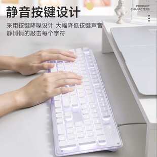 狼途有线键盘鼠标套装笔记本电脑女生办公打字静音无声机械手感好