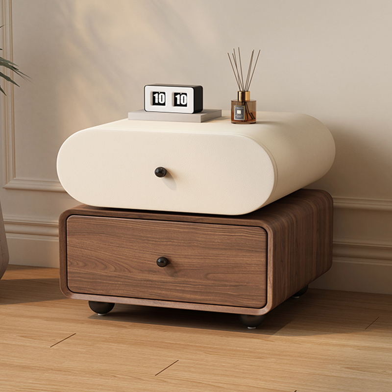 轻奢高级感实木旋转床头柜简约现代中古家用卧室创意2025新款小型