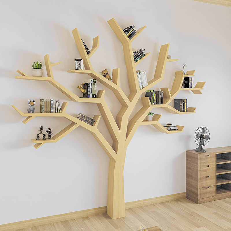 树形书架置物架艺术创意造型设计师背景架大树接待大厅原木艺术架