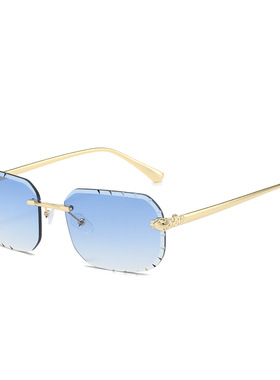 英国moleubak新款无框太阳镜男欧美时尚方形切边百搭墨镜女