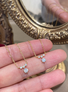 日系轻奢24冬北欧森林 冰冻水滴 闪光小钻 s925银镀18k金项链