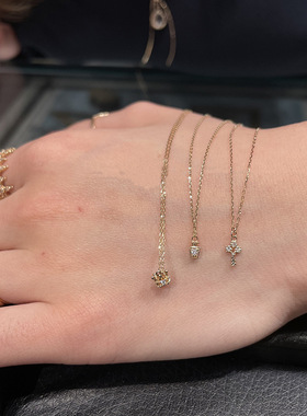 日式轻奢 s925银电镀14k 香水瓶 钥匙 皇冠 迷你锆石 项链 锁骨