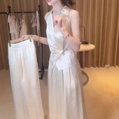 收腰上衣直筒阔腿裤 高级感无袖 洋气 新款 英国moleubak夏季