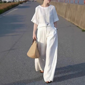 套装 英国moleubak夏季 垂感阔腿裤 洋气宽松显瘦衬衫 潮 新款
