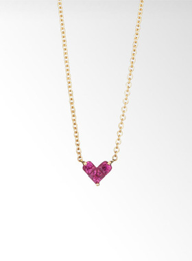 日式轻奢 红宝石爱心项链 925银桃心项链18k金彩金小红心锁骨链