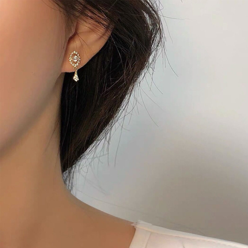 日系设计师topwhits925银气质温柔卢浮宫之眼耳钉女小众高级感