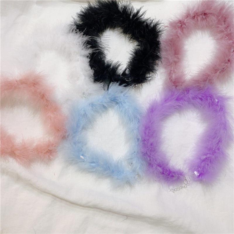 包邮性感气质毛毛羽毛颈链女choker短款锁骨项圈毛绒绒项链配饰