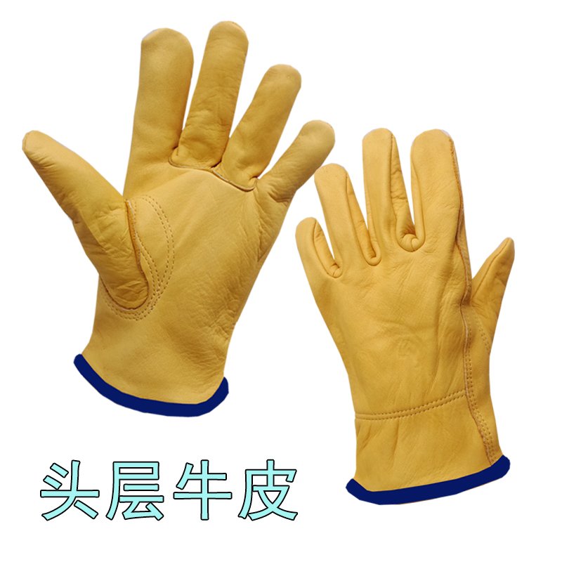 防护户外。骑行短款柔软牛皮真皮手套耐磨司g复古劳保机车机机修