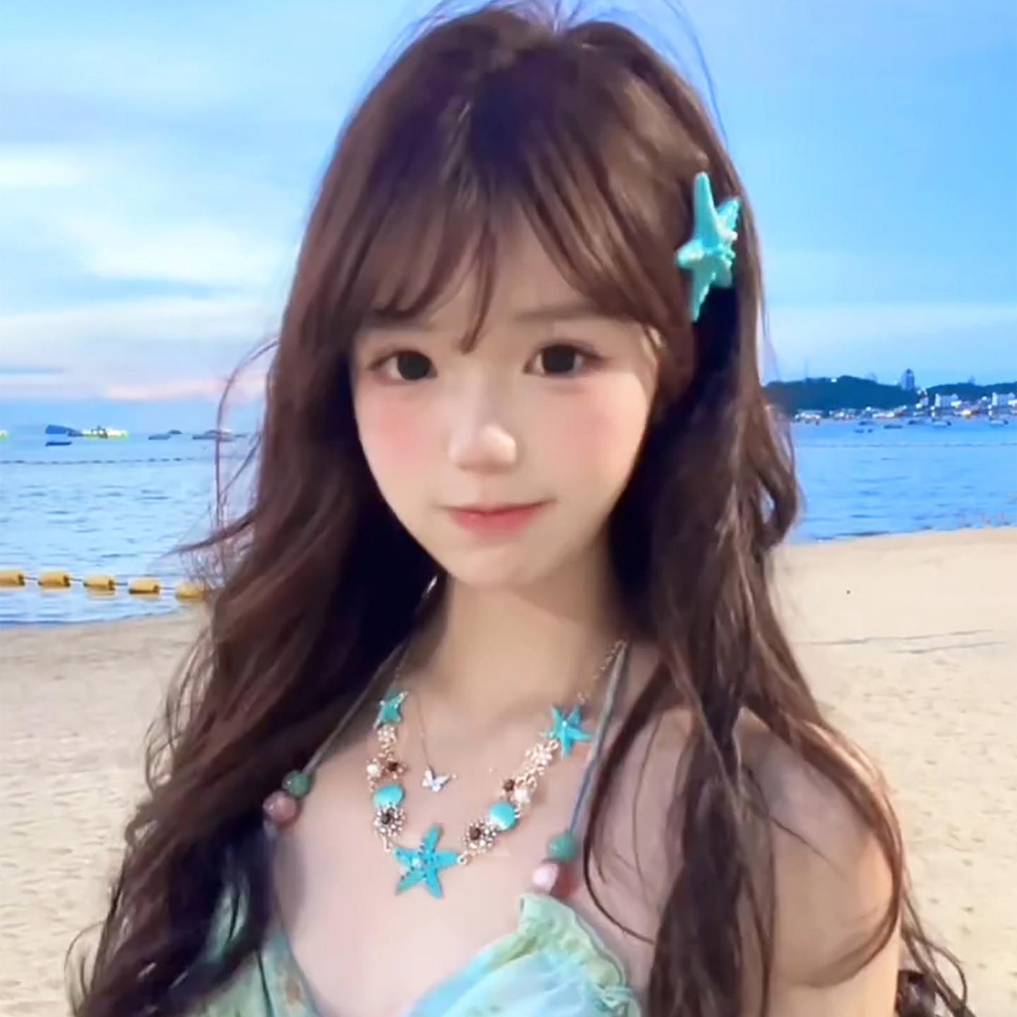 夏日海星贝壳项链女海边度假风蓝色颈链拍照出片百搭锁骨链配饰