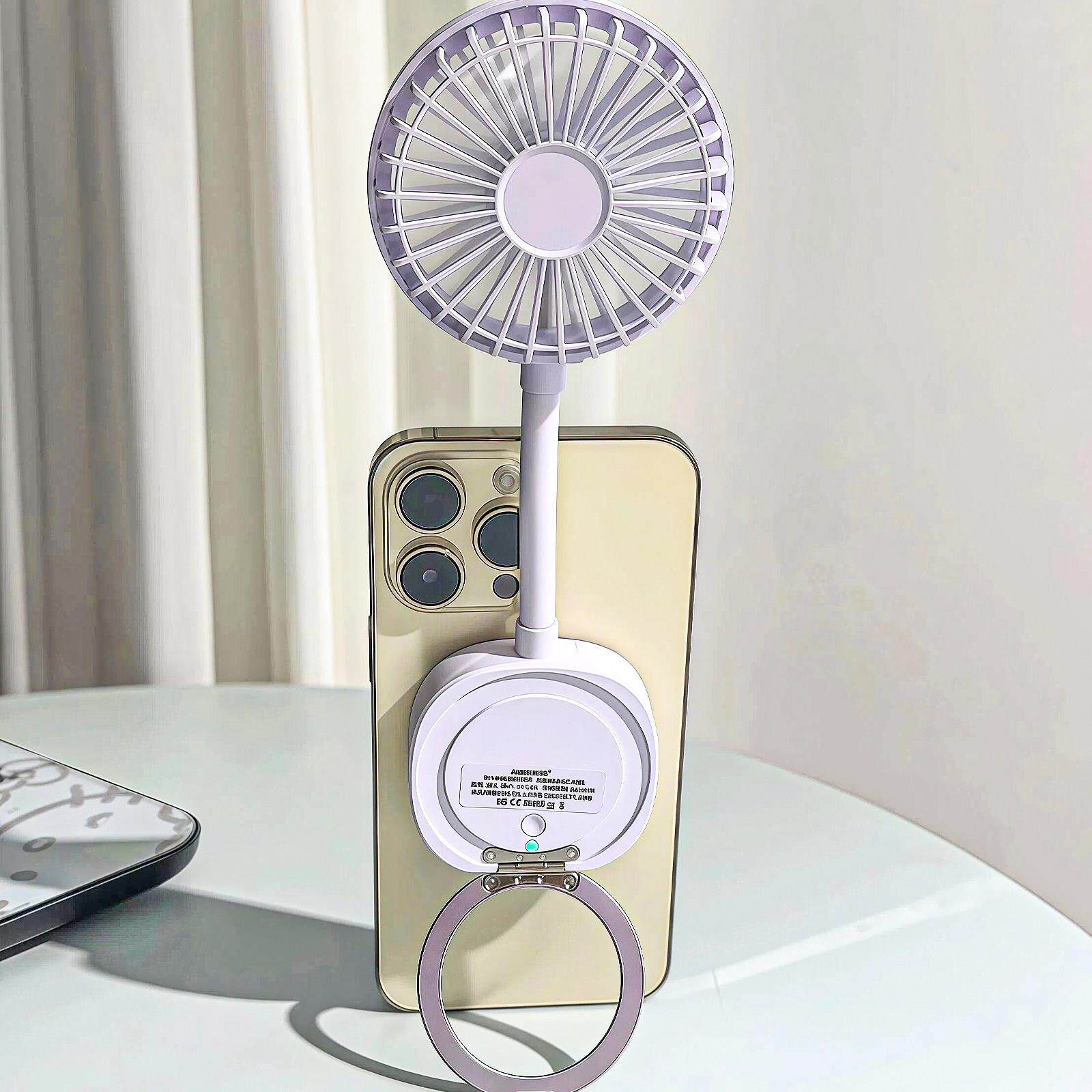 磁吸风扇手机支架强磁吸附便携手持静音小电风扇降温神器2026新款