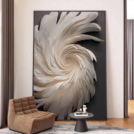 现代简约入户玄关装饰画羽毛抽象艺术壁画客厅沙发背景墙落地挂画