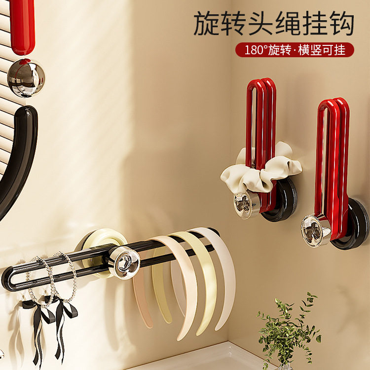 吸盘发圈收纳挂钩免打孔皮筋发饰收纳架壁挂上墙头绳发箍收纳架子