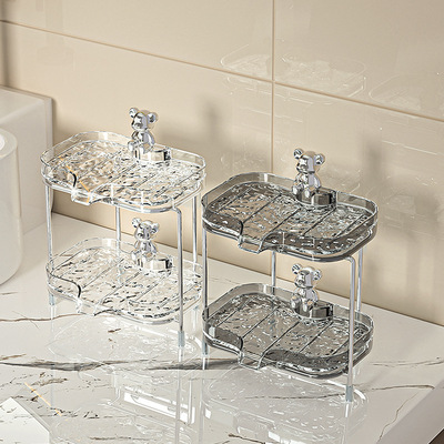 卫生间轻奢双层肥皂盒肥皂架水波纹香皂盒置物架壁挂式沥水皂盒