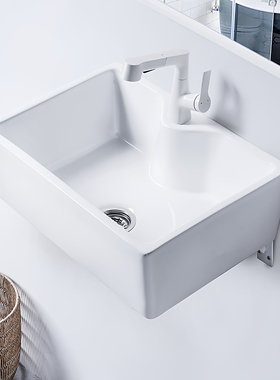 莫德卡恩MODEUCANE 挂墙式有龙头孔陶瓷洗手盆小户型极简酒店家用