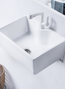 莫德卡恩MODEUCANE 挂墙式有龙头孔陶瓷洗手盆小户型极简酒店家用