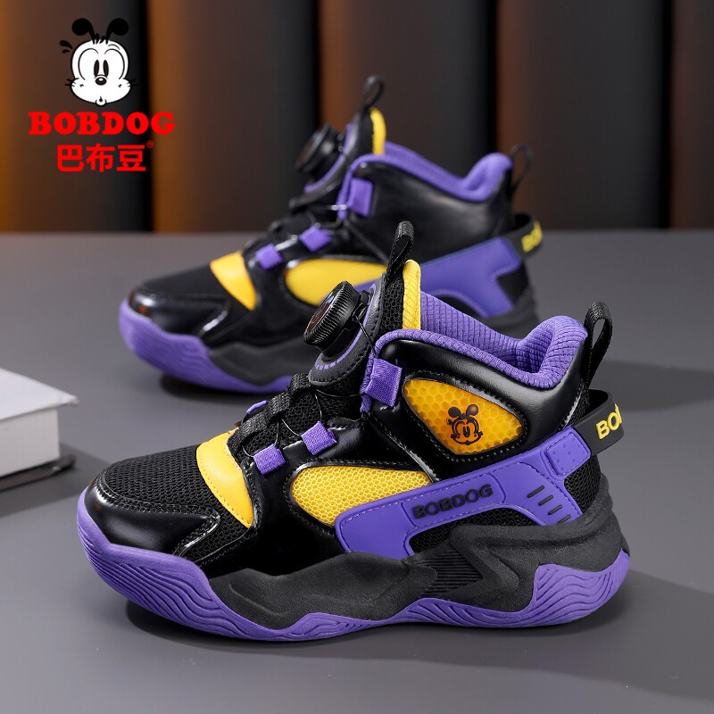 巴布豆男童篮球鞋实战训练2026春夏新款中大童网面透气儿童运动鞋