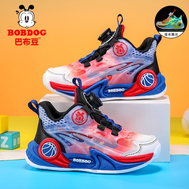 巴布豆儿童篮球鞋专业训练2026春秋新款中大童网面透气男童运动鞋