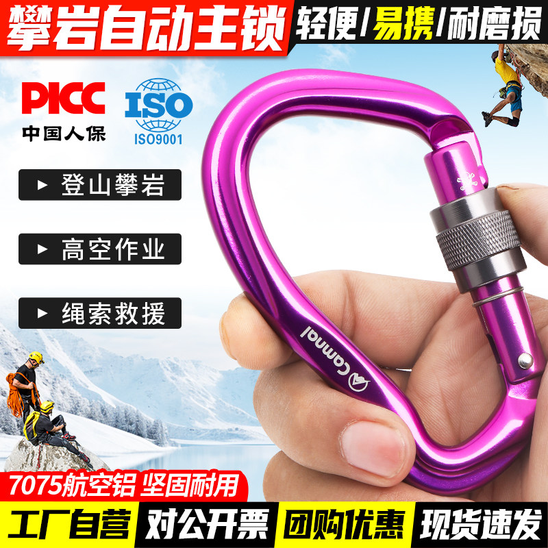 梨形攀岩自动主锁专业登山扣高空安全挂钩挂扣丝扣装备链接承重扣