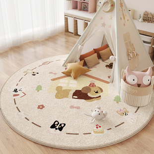 儿童圆形地毯阅读区地垫卧室儿童房布置可爱幼儿园图书区早教脚垫