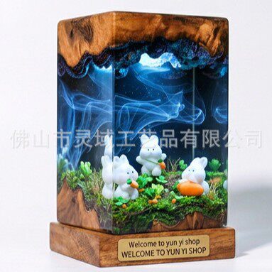 新款三只抱胡萝卜白兔微景观环