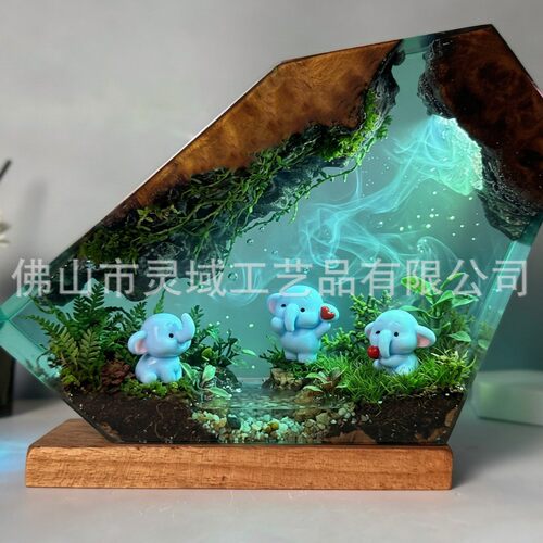 新款童话森林三只小白象微景观