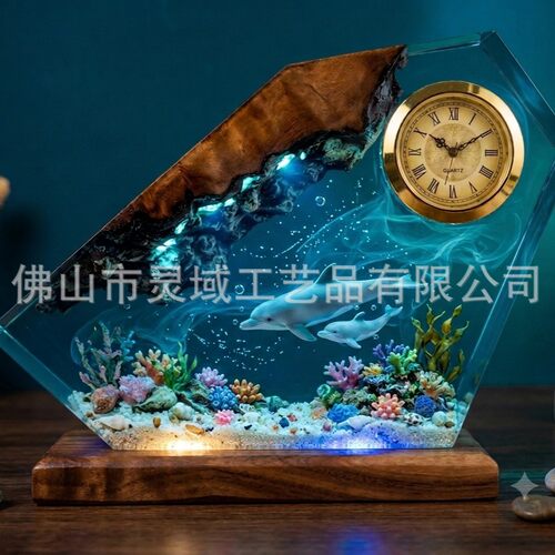 海洋系列海豚母子时钟摆件创意异