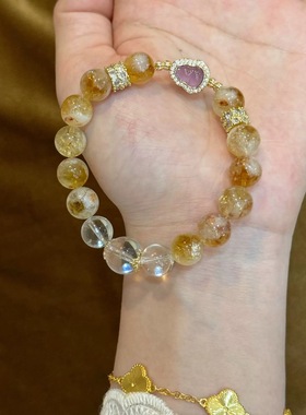 原创【存钱罐】天然黄塔晶手链女招财旺事业黄水金发晶白水晶手串