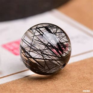 7A天然巴西黑发晶散珠子手串男女水晶手链串珠DIY黑发晶单珠饰品