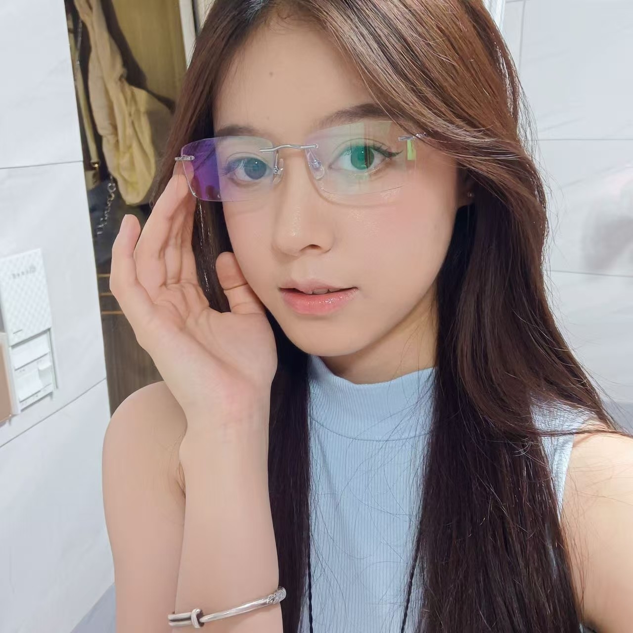 防蓝光丹阳超轻钛无框眼镜架吴632眼镜框方框潮流眼睛框近视