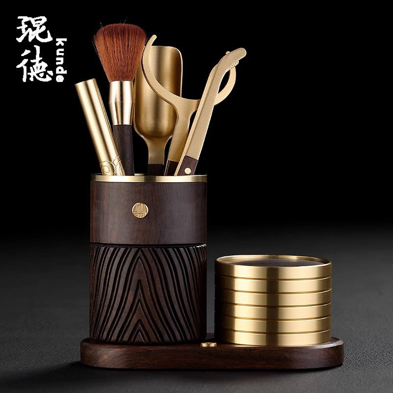 茶道六君子套装黑檀木高档功夫茶具配件茶杯垫茶筒茶刀茶夹茶勺,餐饮具,茶道/零配,淘宝优惠券,粉丝福利购,淘宝优惠卷