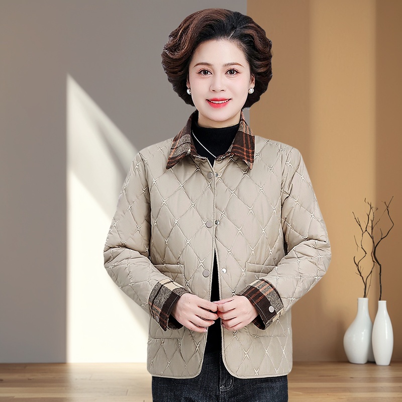 罗蒙妈妈秋冬外套洋气棉袄2025款中老年棉衣女短款冬装羽绒棉服W