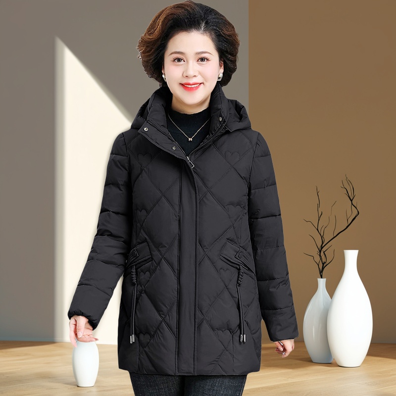 罗蒙妈妈冬装外套洋气棉衣2025款中老年秋冬羽绒棉服阔太太棉袄女