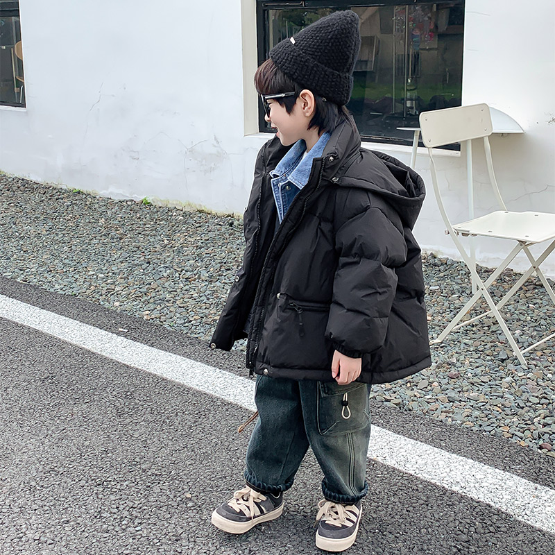 男童羽绒服冬季2025新款洋气儿童冬装假两件外套男孩短款加厚衣服