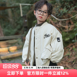 男童冬装外套2026新款儿童秋冬款加厚夹克上衣男孩冬季帅气棉服潮