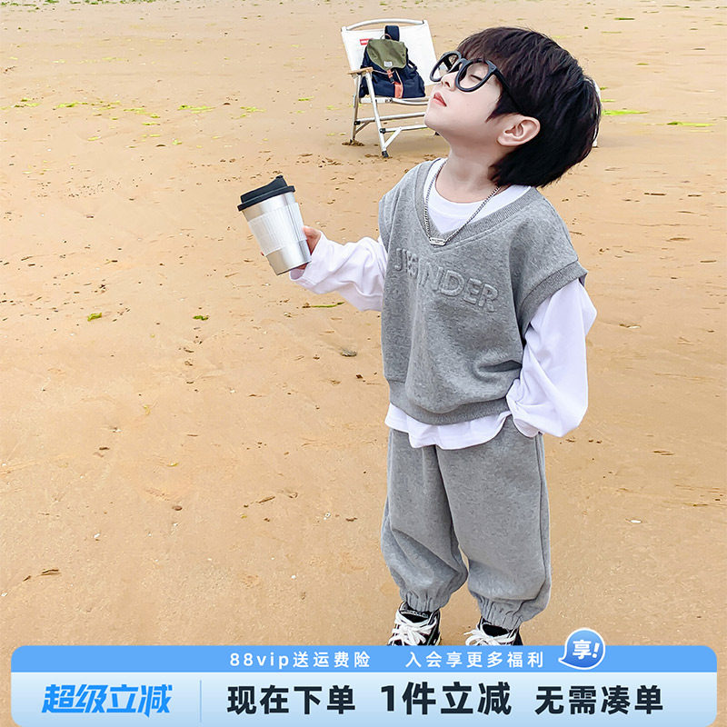 男童套装春秋款2026新款儿童春装运动潮酷炸街春季衣服休闲两件套