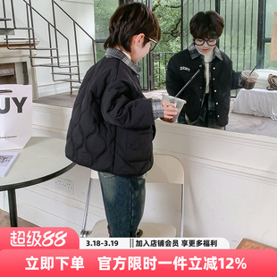 男童冬装外套2026新款儿童洋气棉服假两件夹棉男孩冬季帅气棉衣潮