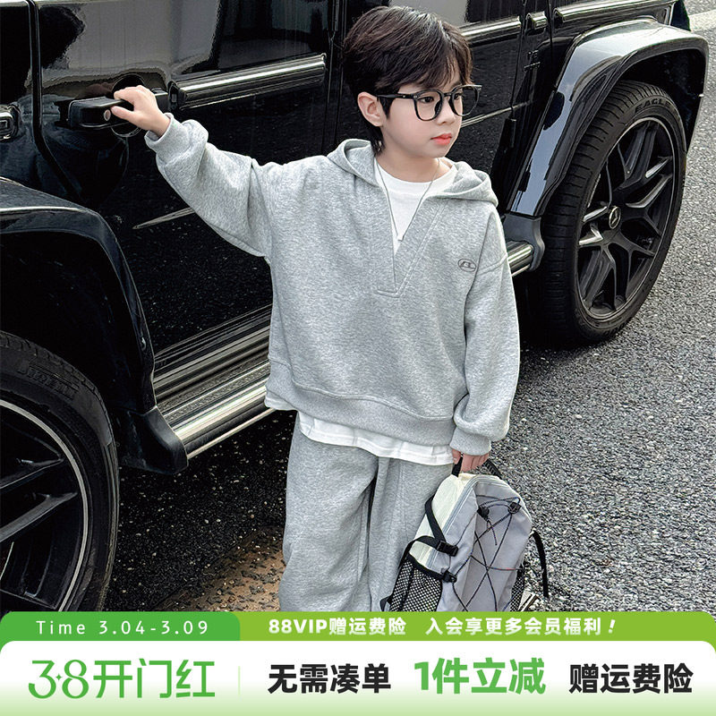 男童春装套装2026新款儿童春秋款帅气时髦运动服男孩春季两件套潮