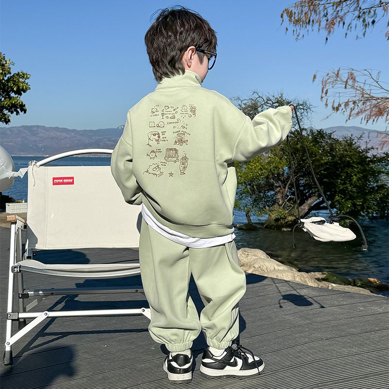 男童秋装套装2025新款儿童潮帅气时髦卫衣两件套男孩秋季运动炸街