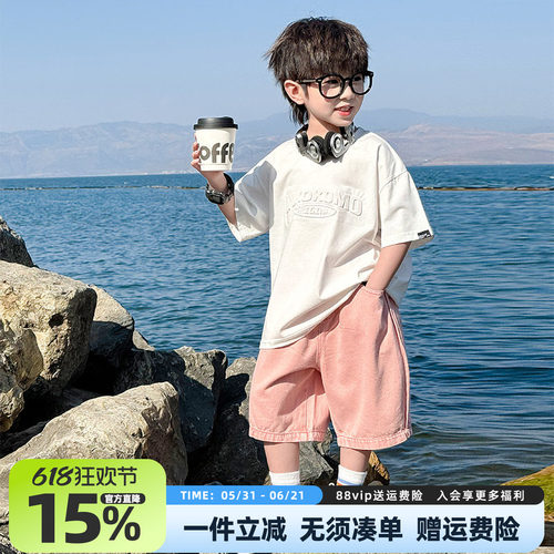 男童短袖T恤纯棉2026夏装新款儿童中大童男孩夏季印花半袖上衣潮