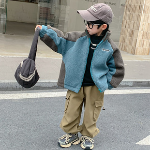 男童冬装外套2026新款儿童秋冬季摇粒绒上衣男孩冬款加绒毛毛衣潮