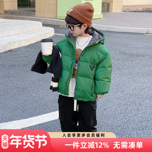 男童羽绒服2025新款韩版儿童冬装短款连帽外套男孩冬季加厚面包服