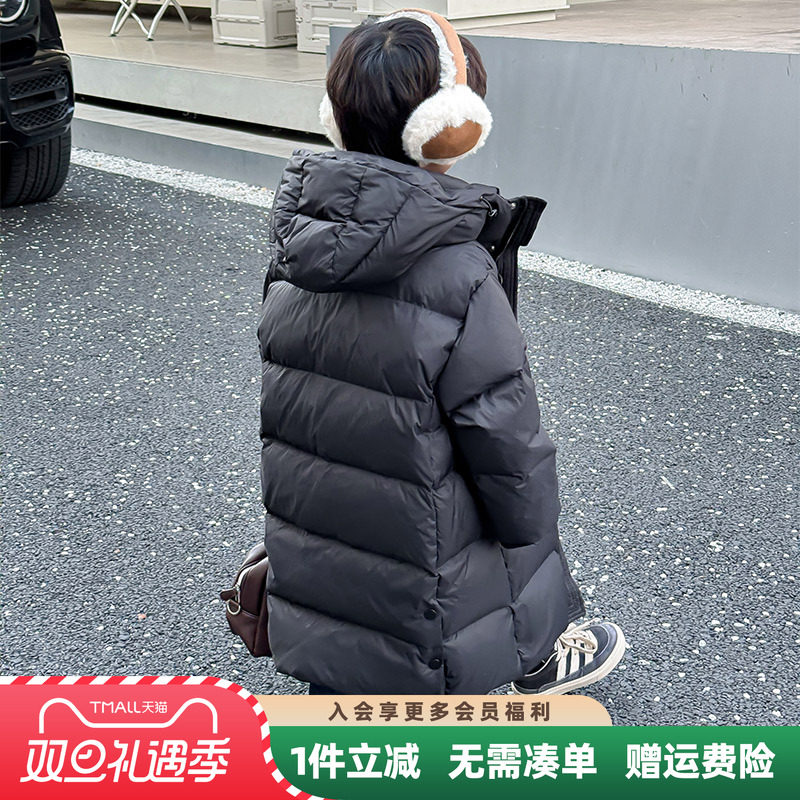 男童羽绒服冬季2025新款儿童男孩中长款冬装黑色外套冬季加厚保暖