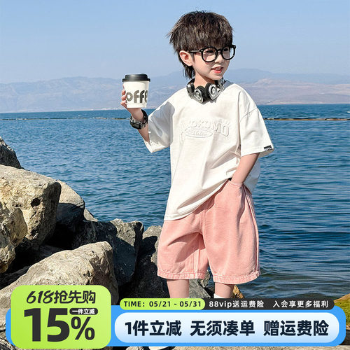 男童短袖T恤纯棉2026夏装新款儿童中大童男孩夏季印花半袖上衣潮