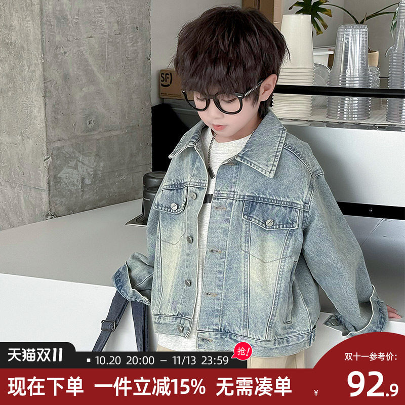 男童牛仔外套春秋款2026春秋新款儿童中大童男孩秋季长袖上衣秋装