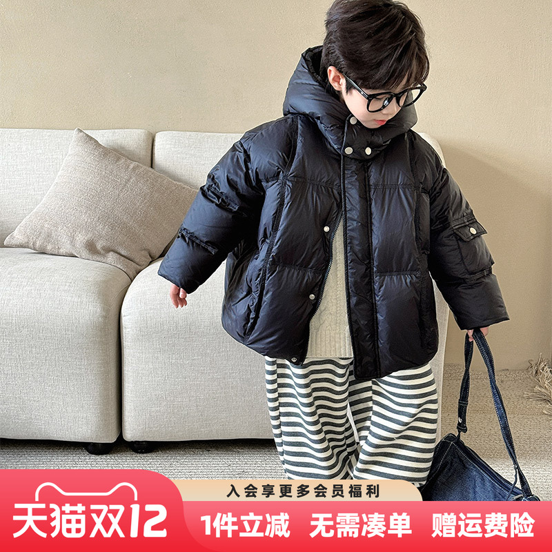 男童羽绒服冬季2025新款儿童洋气加厚冬装外套男孩羽绒衣帅气衣服