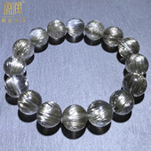 珍藏级天然魔鬼发手链银发晶手串男女款 多圈顺发乱发猫眼咖啡钛晶