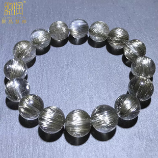 珍藏级天然魔鬼发手链银发晶手串男女款 多圈顺发乱发猫眼咖啡钛晶