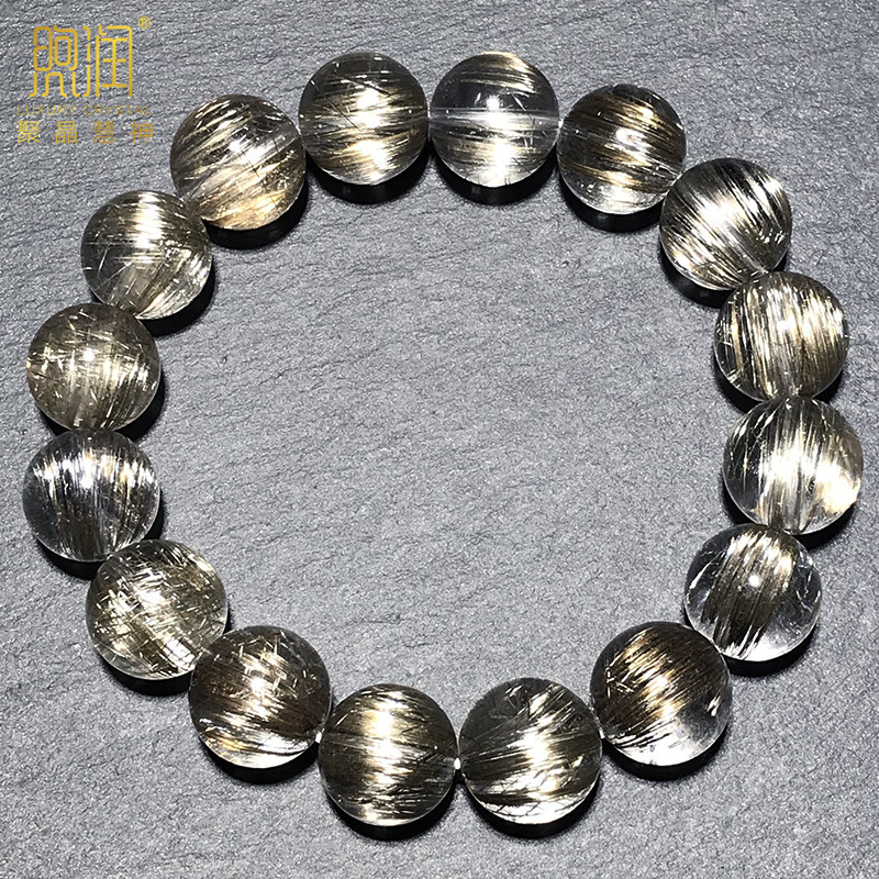 珍藏级天然魔鬼发手链银发晶手串男女款多圈顺发乱发猫眼咖啡钛晶